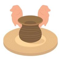 The concept of creating clay vase on a wheel. The Art of Clay Pottery. Pottery Masterclass. vector