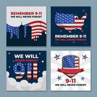 Social Media Post Template Commemorate the September 11 Attacks vector