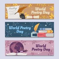 Poetry Day Set Banner Template vector