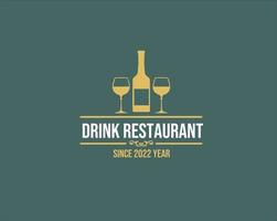 restaurant drink logo design with bottle and glass images vector