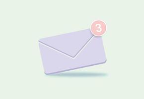 3d new message notification icon. Minimal design concept. Vector illustration