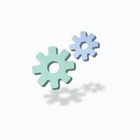 3D Gear icon. Minimal flat design. Cogwheel concept teamwork. Vector illustration