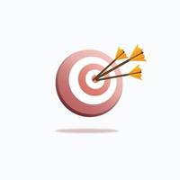 Target for business marketing goal to success. 3D icon minimal design.  Vector illustration