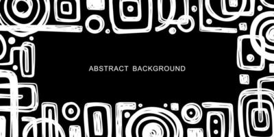 BLACK AND WHITE VECTOR BACKGROUND WITH CARELESSLY DRAWN GEOMETRIC ELEMENTS AT THE EDGES