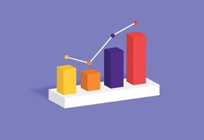 3D Stock trading graph. Growing strategy chart. Business concept design with colorful. Vector illustration