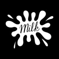 VECTOR DRAWING OF A WHITE MILK BLOB ON A BLACK BACKGROUND