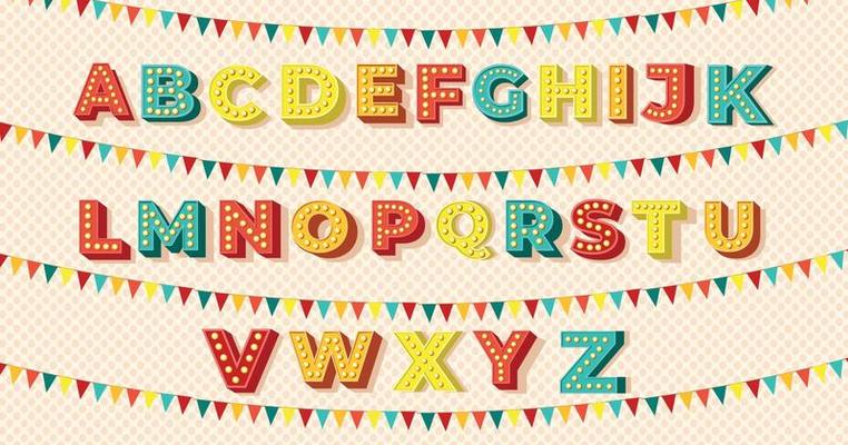 English alphabetical  beautiful typography style with amazing colorful summer vibes.