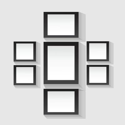 Collection realistic picture frame isolated on white background.