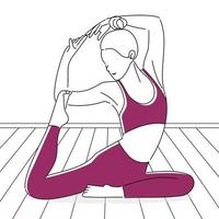 Yoga poses, meditating in yoga, young woman doing yoga and fitness exercises. Healthy lifestyle. Vector illustration