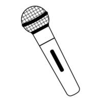 Microphone in doodle style. Music tool for singer. vector