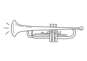 Trumpet in doodle style. Musical instrument. vector