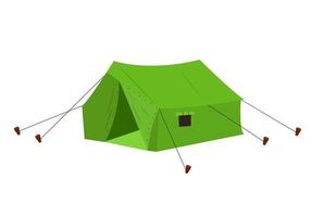 Camping tent in outdoor travel. Shelter for hiking, mountaineering, adventure travel, recreation. vector