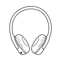 Headphones in doodle style. Music listening device. vector