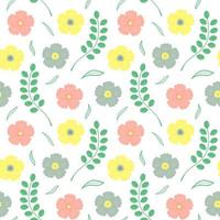 Seamless pattern with beautiful flowers, leaves and twigs. vector