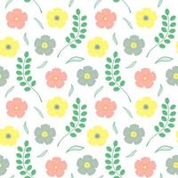 Seamless pattern with beautiful flowers, leaves and twigs. vector