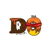 logotipo inicial del concepto de donut ninja vector