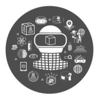 Group of black and white metaverse icons set.Metaverse learning concept. vector