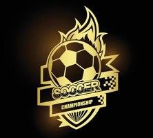 Illustration of golden soccer logo or label