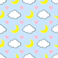 Cloud and moon seamless pattern vector