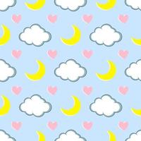 Cloud and moon seamless pattern vector