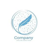 Blue Feather in circle vector