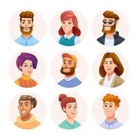 People avatar characters set. Men and women avatars in cartoon style