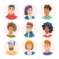 People avatar characters collection. Men and women avatars in cartoon style vector