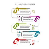 plantilla de elementos infográficos coloridos de línea de tiempo redondeada de cinco pasos vector