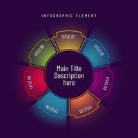 seven diagram circle timeline gradient colorfull infographic elements template vector