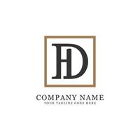 simple initial DH letter logo vector with square, group name D and H logo design inspiration