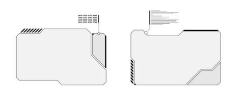 conjunto de marcos horizontales de interfaz de usuario futurista digital hud. pantallas de alta tecnología de ciencia ficción. menú de juegos que toca los paneles del tablero de monitoreo de estilo cyberpunk. tecnología de visualización frontal ventanas de menú vacías vector