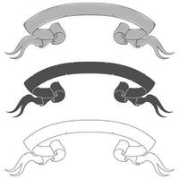 Ancient scroll ribbons vector design, medieval style decorations ribbon