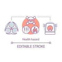 icono del concepto de peligro para la salud. ilustración de línea delgada de idea de riesgos de seguridad. peligros venenos y toxinas. precaución, señales de advertencia. dibujo de contorno aislado vectorial. trazo comestible vector