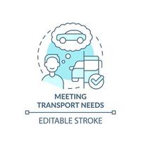 Meeting transport needs turquoise concept icon. Client demand. Maas concept component abstract idea thin line illustration. Isolated outline drawing. Editable stroke. vector