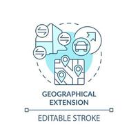 icono de concepto turquesa de extensión geográfica. desarrollo de infraestructura. maas idea abstracta ilustración de línea delgada. dibujo de contorno aislado. trazo editable. vector