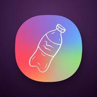 Plastic bottle app icon. Eco friendly, recycle material. Reusable plastic. Drinking water waste. Ecology saving packaging. UI UX user interface. Web or mobile application. Vector isolated illustration