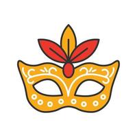 Mardi Gras color icon. Fat Tuesday. Carnival mask. Masquerade ball. Isolated vector illustration