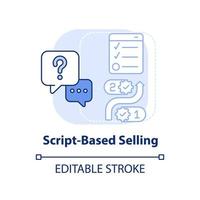 Script-based selling light blue concept icon. Sales strategy abstract idea thin line illustration. Canned selling. Isolated outline drawing. Editable stroke. vector