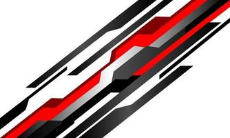 Abstract red black grey metal cyber line geometric cyber futuristic technology on white design modern vector illustration.