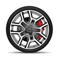 Aluminum wheel car tire disk break style racing on white background vector