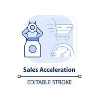 Sales acceleration light blue concept icon. Selling tool abstract idea thin line illustration. Improving effectiveness. Isolated outline drawing. Editable stroke. vector