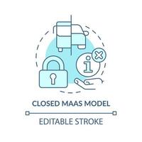 Closed Maas model turquoise concept icon. Mobility as service model abstract idea thin line illustration. Isolated outline drawing. Editable stroke. vector