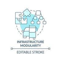 icono de concepto turquesa de modularidad de infraestructura. asignación de componentes. maas idea abstracta ilustración de línea delgada. dibujo de contorno aislado. trazo editable. vector