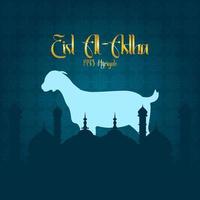 saludos de eid al-adha con un fondo de mezquita. vector