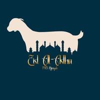 saludos de eid al-adha con un fondo de mezquita. vector