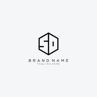 Initial letter SD hexagon logo, monogram line art style design template. vector