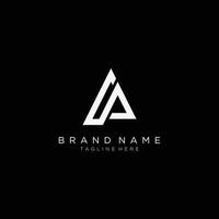 Initial letter A and P, AP triangle logo, monogram line art style design template. Black background. vector