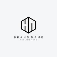 Initial letter HN hexagon logo, monogram line art style design template. vector