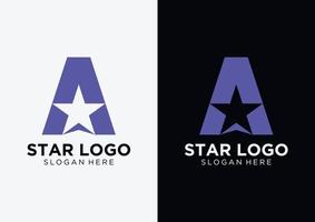 estrella y letra una plantilla de diseño de logotipo. vector
