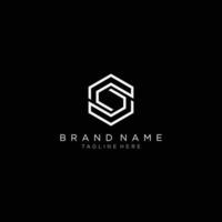 Initial letter SC hexagon logo, monogram line art style design template. Black background. vector